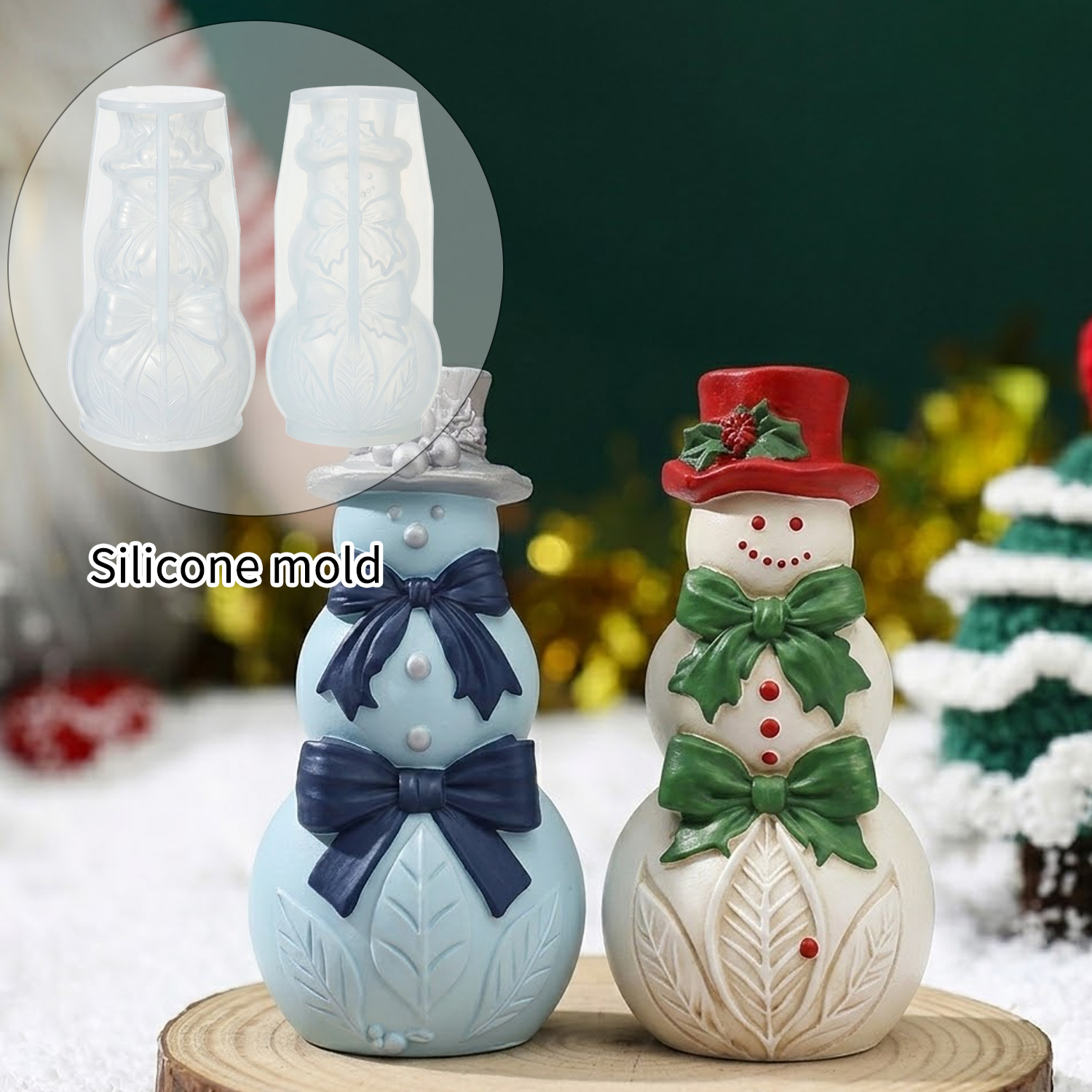 Xmas Candle Making - Cetakan Silikon Manusia Salju 3D untuk