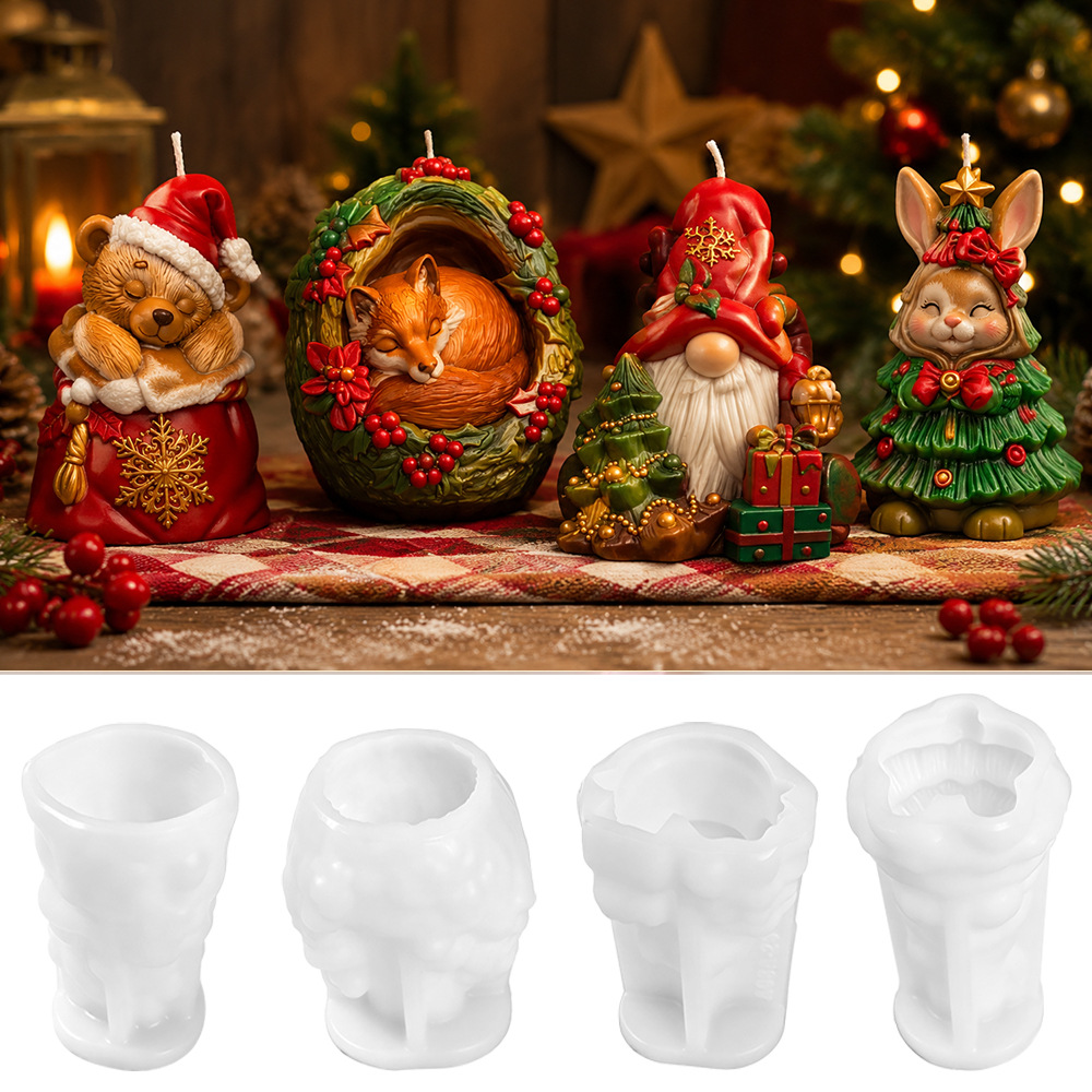 Xmas Candle Making - Cetakan Lilin Natal Kelinci Rubah Beruang
