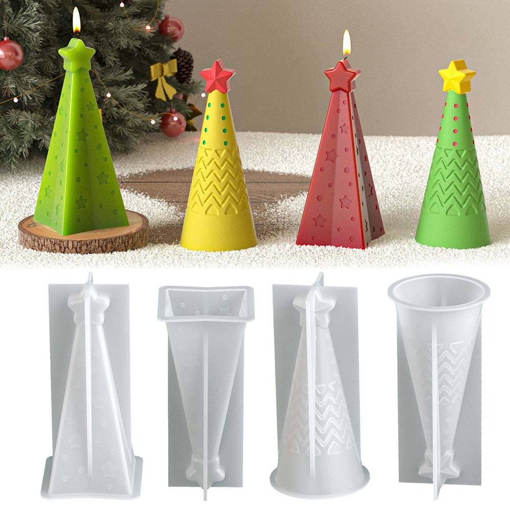 Xmas Candle Making - Cetakan Lilin Kerucut Natal Silikon Kit