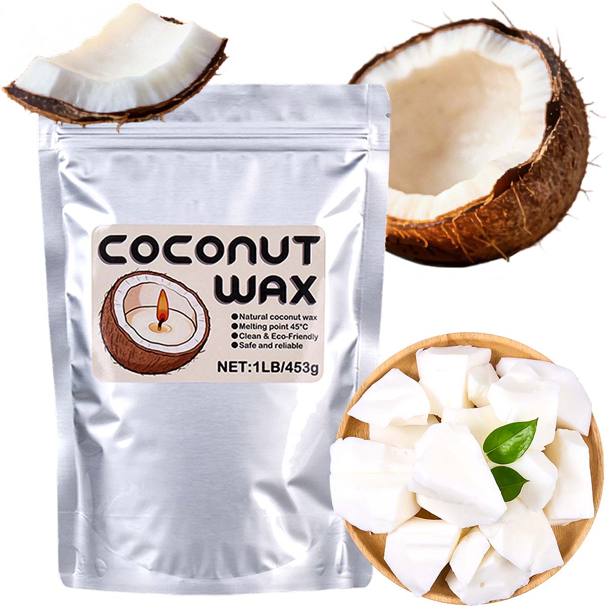 Coconut Wax Flake - 1LB Lilin Kelapa Putih Lilin Tanaman