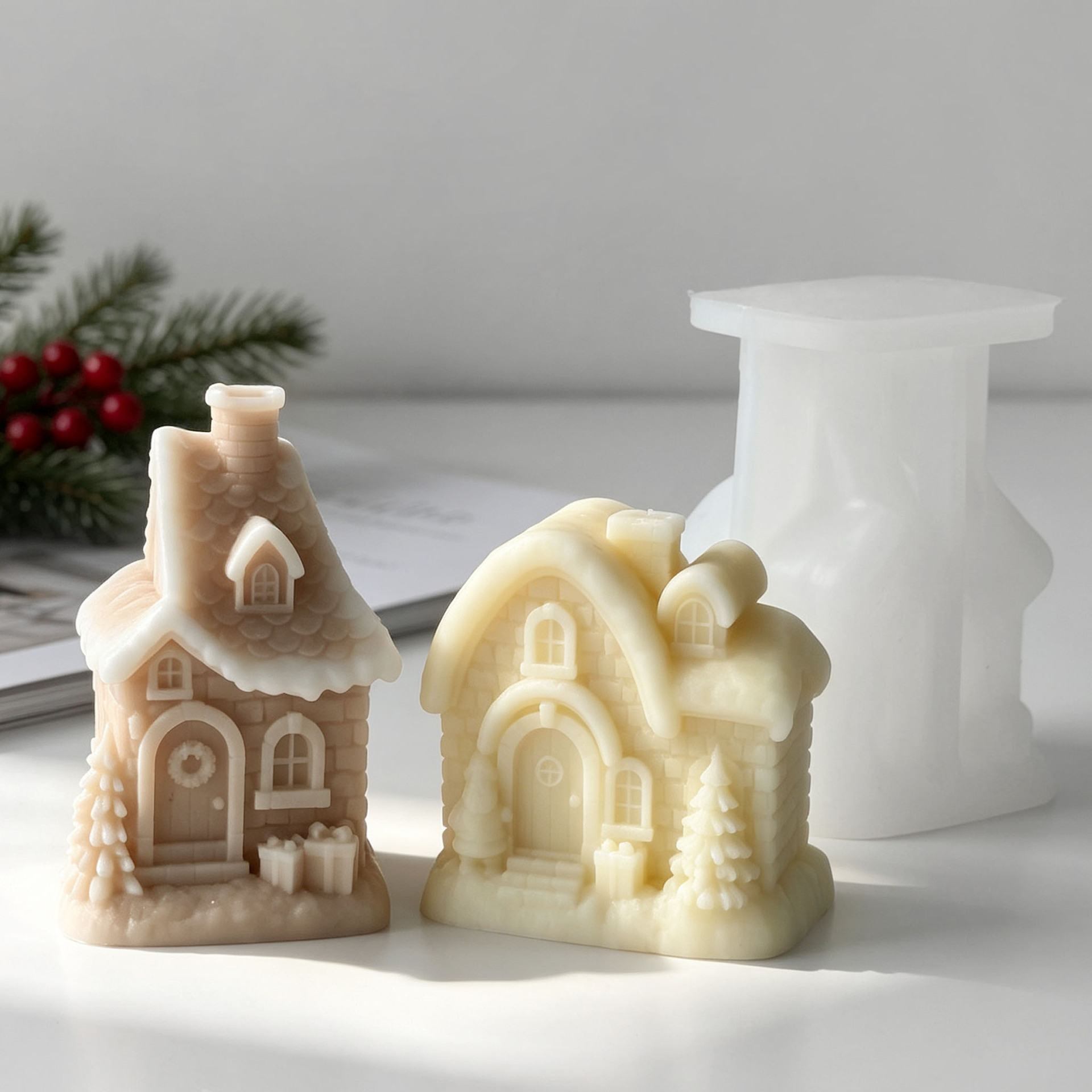 Cetakan Silikon Rumah Salju Na - Xmas Candle Making ulasan dan harga